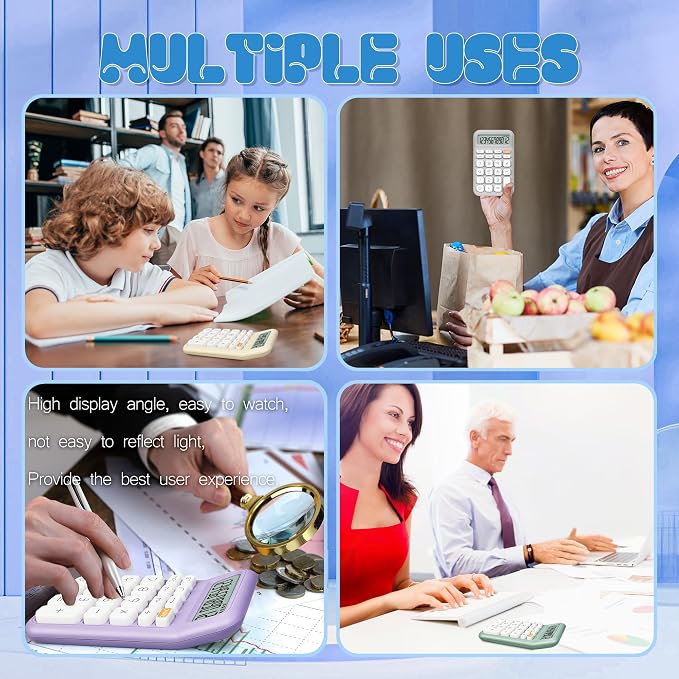 Mechanical Switch Calculator, 10-Digit LCD, Blue, Big Buttons | Large Display with a Cute and Aesthetic Design for Office, School, Home, and Study