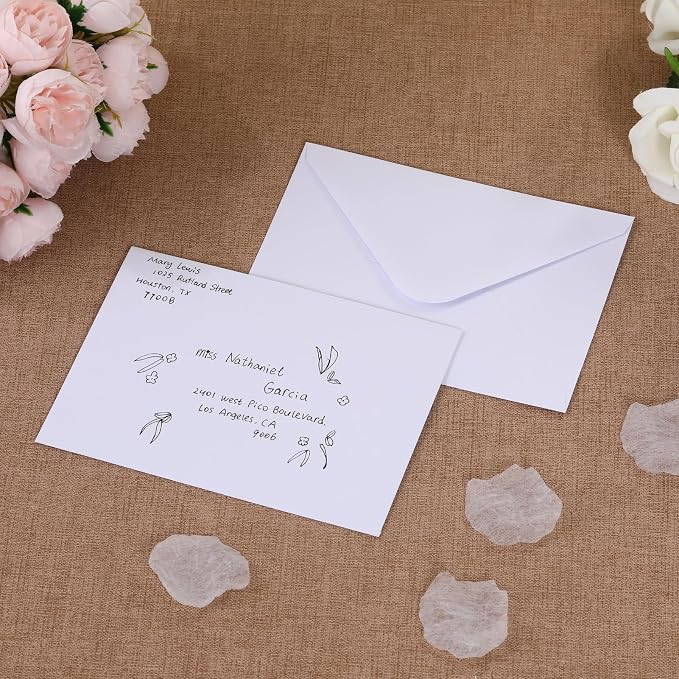 200 Pack 4x6 Envelopes White,Contour Flap A4 Envelope,Premium 120gsm Thick Paper Invitation Envelopes for Back to School,Birthday,Wedding RSVP Cards,Photos,Postcards,Greeting Cards,Mailing