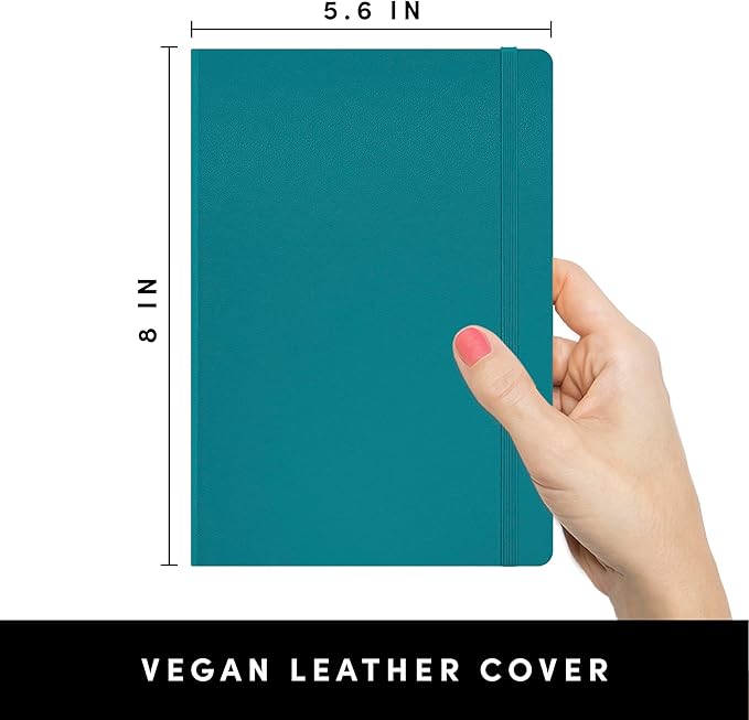 PAPERAGE Graph Paper Journal Notebook, (Turquoise), 160 Pages, Medium 5.6 in x 8 in - 100 GSM Thick Paper – Hardcover Grid Notebook for Work or School