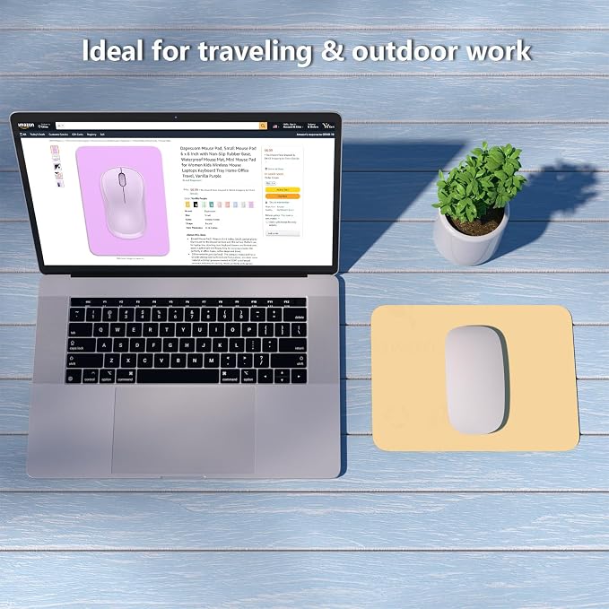 Dapesuom Small Mouse Pad, 6 x 8 Inch Thick Rubber Premium-Textured Non-Slip Portable & Washable Mini Mouse Mat for Women Men Wireless Laptops Keyboard Tray Gaming Computer Office Travel, Navajo White