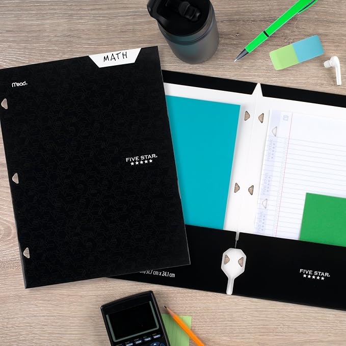 Five Star 4-Pocket Folder, 6 Pack, Paper Folder, Fits 3-Ring Binders, Holds 8-1/2" x 11" Paper, Assorted Colors (38056)