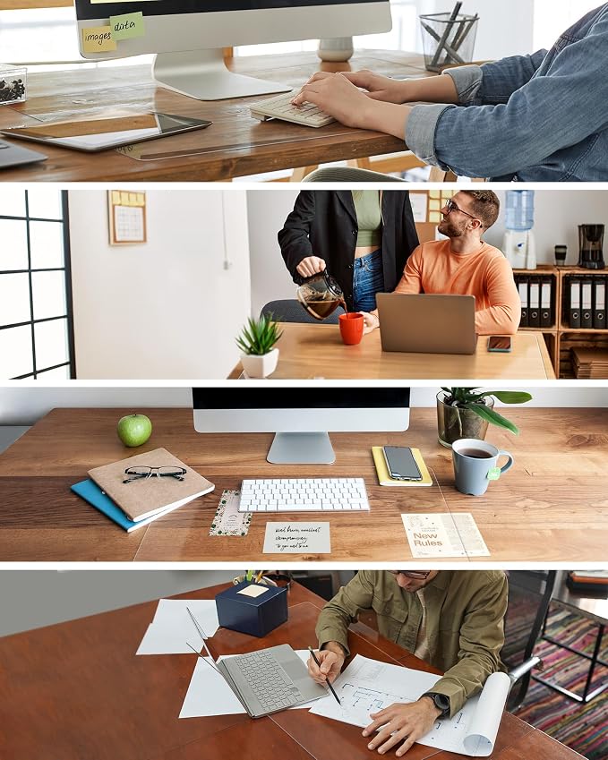 Clear Writing Desk Pad, 16’’x30” Heat Resistant Waterproof PVC Round Edge Durable Desk Protect Mat, Anti-Static Writing Mat Table Protector