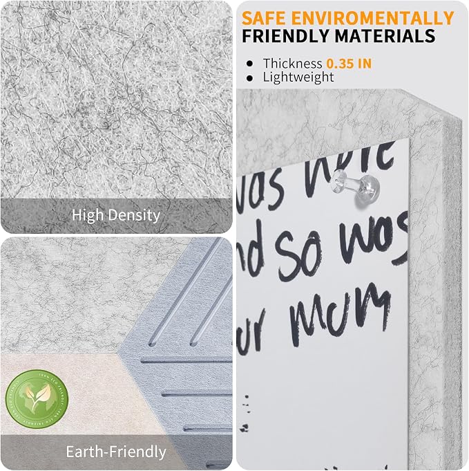 Felt Bulletin Cork Board for Office, 12 x 10 inch, 10 Pack | Hexagon Bulletin Board Tiles, 1300g/m² Dense Felt, Fully Self Adhesive, Peel and Stick, Frameless, Modern, Office Home Decor