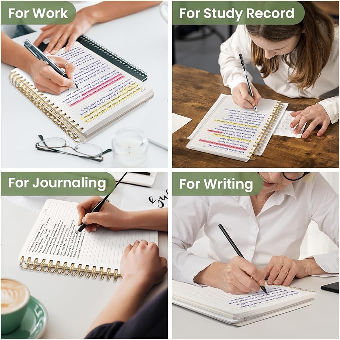 Spiral Notebook for Work Thick Hardcover Lined Journal for Note Taking | Green 300 Pages (7.1"x10") B5 College Ruled Journal for Women & Writing, Fit for Office Home School Supplies