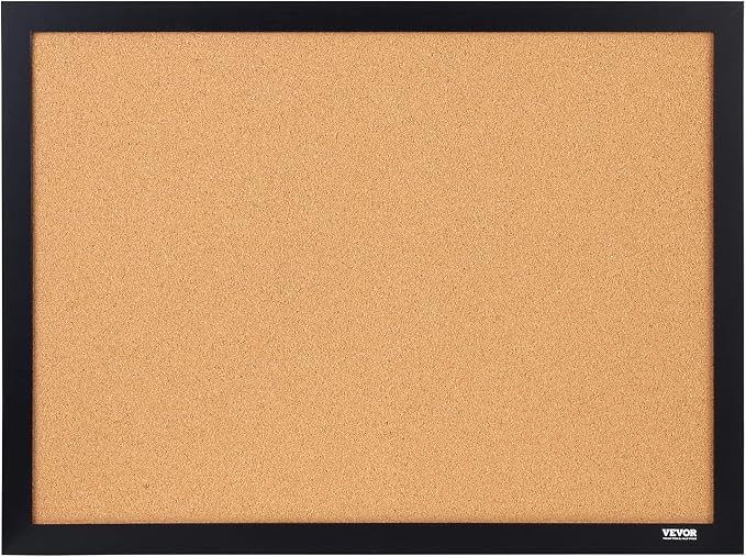 VEVOR 24 x 36 Cork Board, Large Bulletin Board with Black MDF Frame, Wall Mounted Pin Board for Office, School and Home Decor, Hanging Message Board for Pictures and Notes, 10 Push Pins Included | Noticeboard for Hanging Message, Pictures and Notes, Wa...