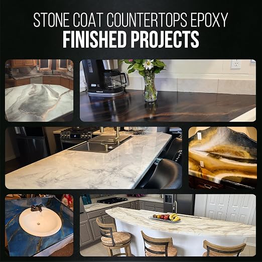 Stone Coat Countertops Epoxy Resin Kit for Countertops, Bar Tops, 2 Gallon | UV, Scratch & Heat Resistant, Food Safe for Kitchen Countertop, Tabletop, Shower Walls, Wooden Bar Top, & Art Craft Projects