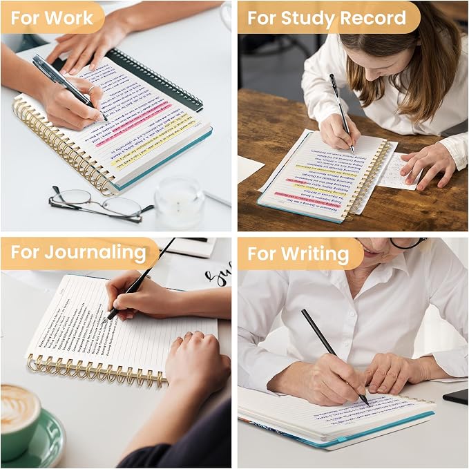 Spiral Notebook for Work Thick Hardcover Lined Journal for Note Taking | Deep Bearings 300 Pages (7.1"x10") B5 College Ruled Journal for Women & Writing, Fit for Office Home School Supplies