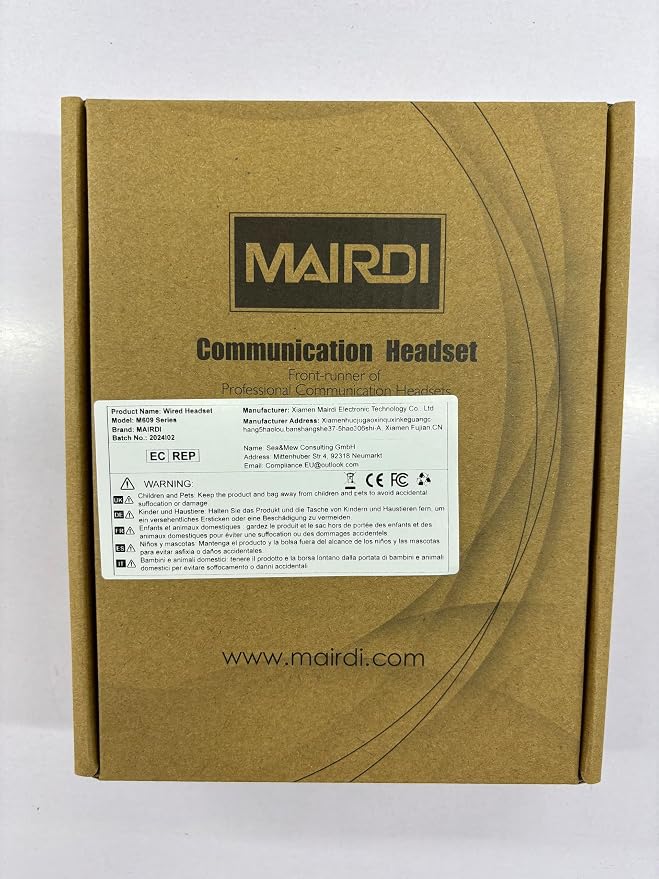 MAIRDI Phone Headset with Microphone Noise Canceling, Telephone Headset for Call Center, Office Headset with RJ9 & 3.5mm Jack for Landline Deskphone Cell Phone PC Laptop, Work for Polycom Avaya