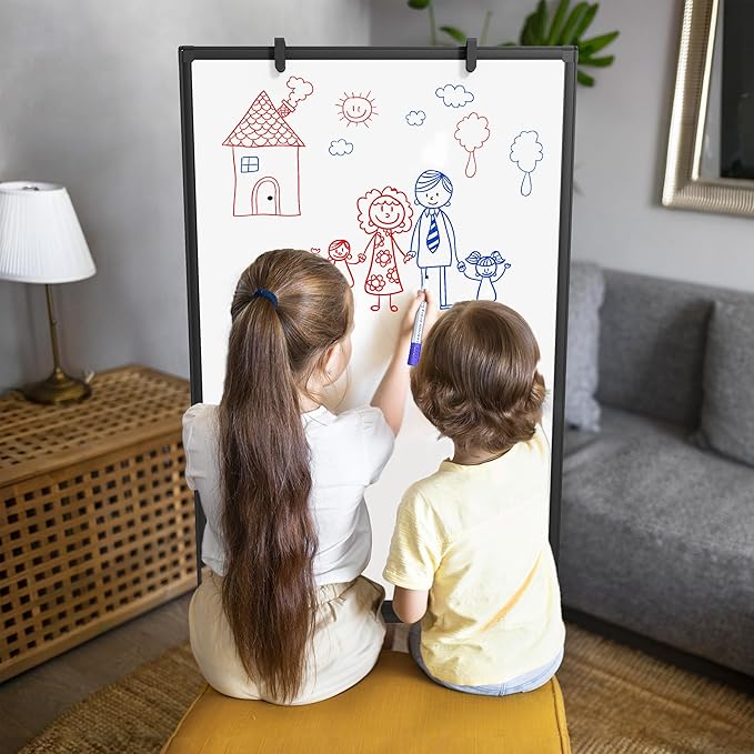 Large Whiteboard Easel with Stand, 36" x 24" Portable Standing Magnetic Dry Erase White Board, 3' x 2' Tripod Height Adjustable Flip Chart Easel for Home Office Classroom School, Black