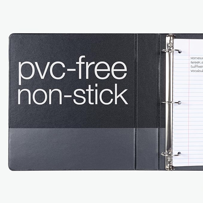 Oxford Ring Binders, 1.5" Round Ring Binders, View Binder, Covers on 3 Sides, XtraLife Hinge, Non-Stick, PVC-Free, Black, 350 Sheet Capacity (1002548)
