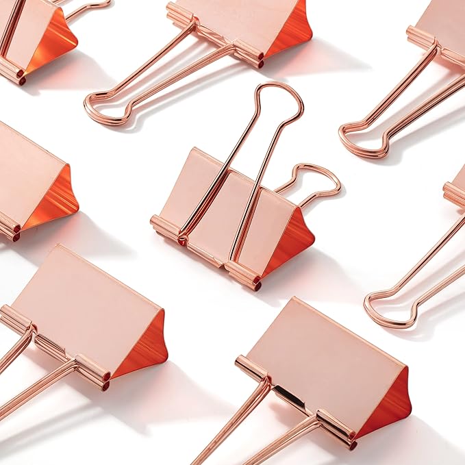 Mr. Pen- Metal Binder Clips, 12 pcs, 2 Inches, Extra Large Size | Rose Gold Binder Paper Clips, Paper Clamps for Office Supplies, Home, School, Business, Document Organizing