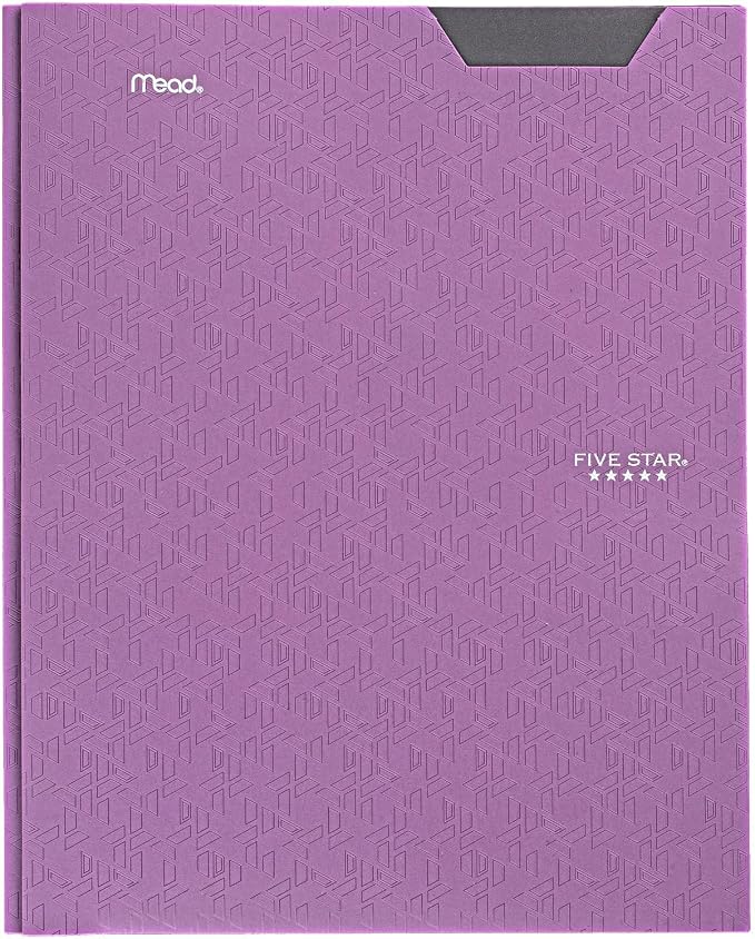 Five Star Folder, 2-Pocket, Prong Fasteners | Amethyst Purple | Pack of 2 | Stay-Put Design