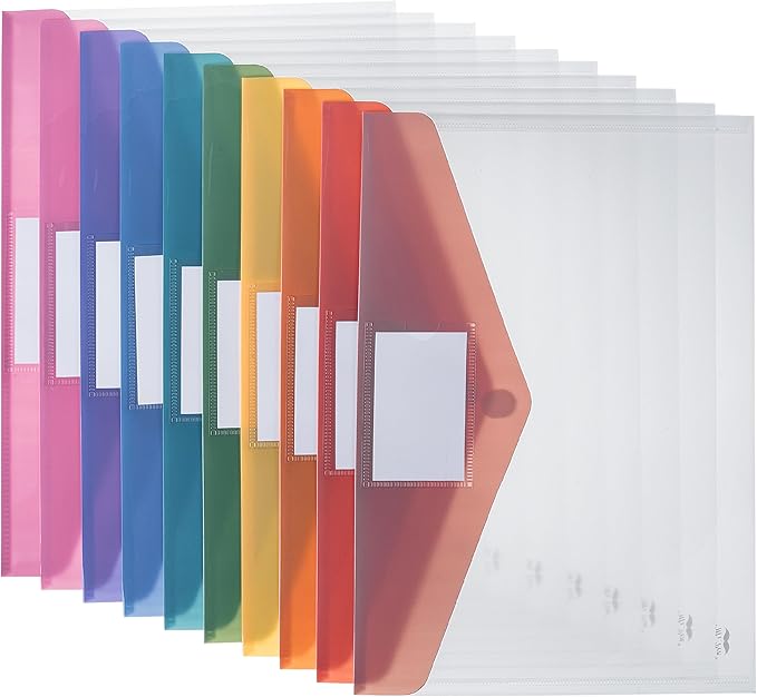 Mr. Pen- Clear Plastic Envelopes, 40 Pack, A4, Letter Size, Colorful, Clear Folders for Documents Plastic Envelopes for Documents