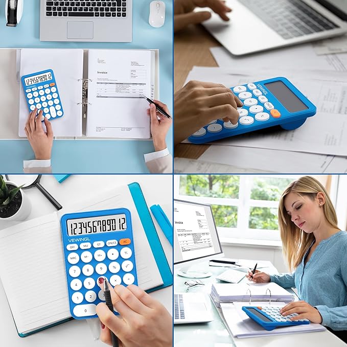 VEWINGL Standard Calculator, 12 Digit Large Display Desktop Calculator with Big Buttons for Office, School, Home & Business