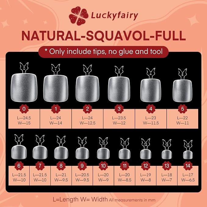 Luckyfairy Square Toe Nail Tips - 360Pcs 15 Sizes Squoval Double Matte | Full Cover Square Oval Soft Gel Fake Toe Nails, Pre-Shape Clear Toe Nail Press Ons For Nail Extensions Home DIY Salon