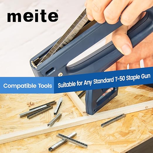 meite T50 Stainless Steel Staples Marine, 9/16 Inch Heavy Duty Staples for Staple Gun - 20 Gauge 3/8 Inch Crown T50 Upholstery Staple for Salt Water, Marine Applications (10 Packs)