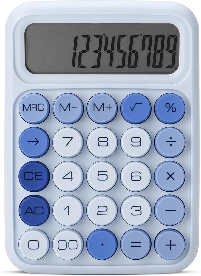 Mr. Pen- Mechanical Switch Calculator, 12 Digit Large LCD Display | Sky Blue with Big Buttons, Mechanical Switch Calculator for Home, School, Office