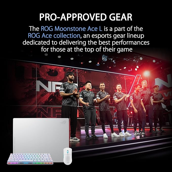 ASUS ROG Moonstone Ace L Glass Gaming Mouse Pad – 19.7” x 15.7”, Ultra-Smooth Matte Tempered Glass for Quiet Ultrafast Glides, Impact/Scratch Resistant, Easy to Clean, Anti-Slip Silicone Base - White