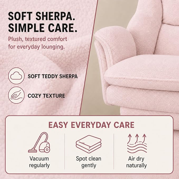Criss Cross Office Chair with Wheels,Flip-Up Arms and Footrest, Pink | Cross Legged Office Chair, 30" Wide Seat, 7.87" Teddy Fleece Cushion, 155° Recline, 400 lb, Home Office or Vanity