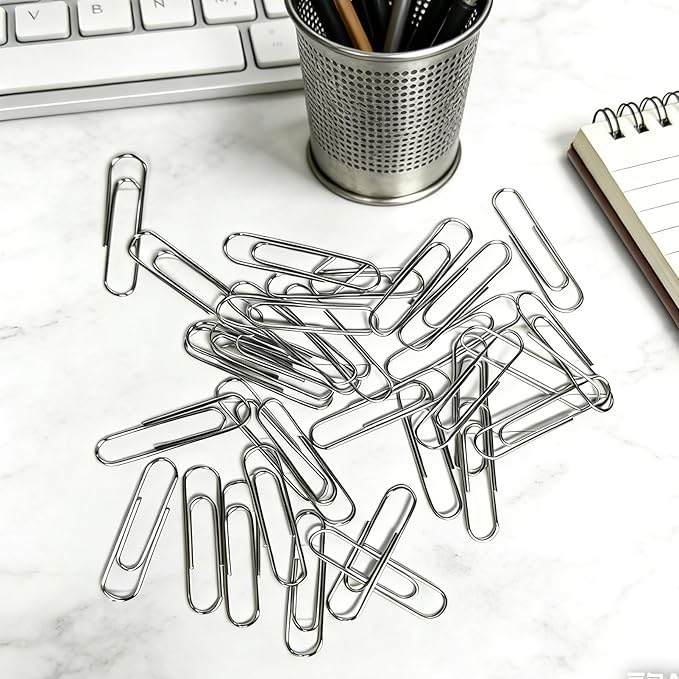 Paper Clips 100 Pcs 1.3 Inch Medium Silver Paperclips for Office School | Colored Paper Clips Set, DIY, Daily Paperwork Supplies