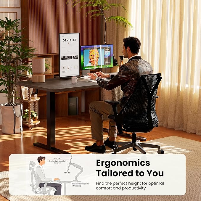 ErGear Height Adjustable Electric Standing Desk, 32 x 19 Inches Sit Stand up Desk, Memory Computer Home Office Desk, Dark Walnut