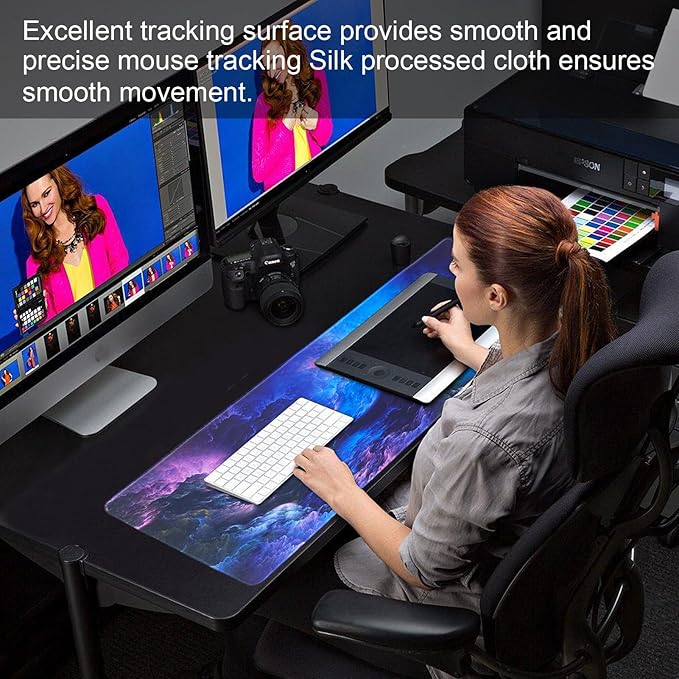 Gaming Mouse Pad Size 31.5x11.8 Thickness 0.12 inches,Premium-Textured Non-Slip & Waterproof Computer Mousepad with Stitched Edges for Gaming,Office & Home-80x30 Qicaiyun004