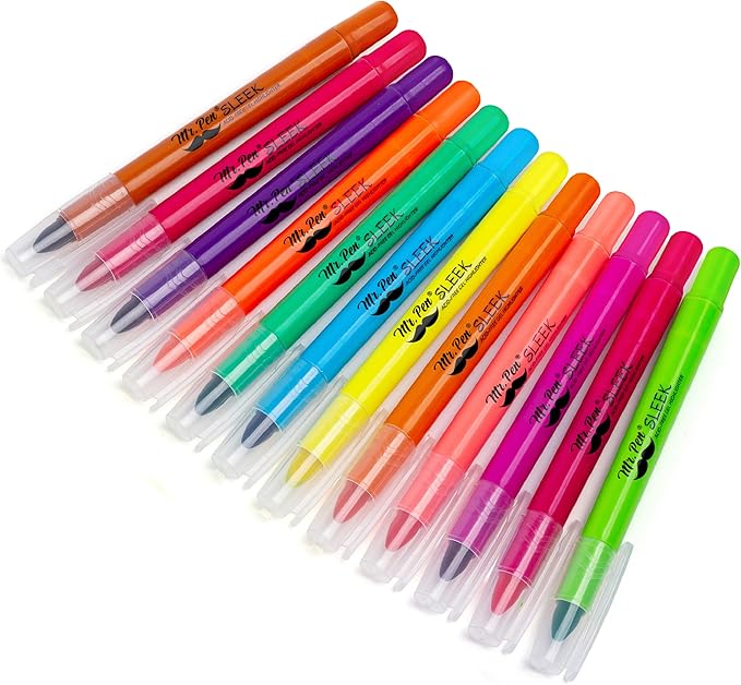 Mr. Pen- No Bleed Gel Highlighters, Fluorescent Assorted Colors, 12 Pack | Bible Highlighters and Pens No Bleed, Bible Markers for Study, Journaling, School Supplies and Accessories