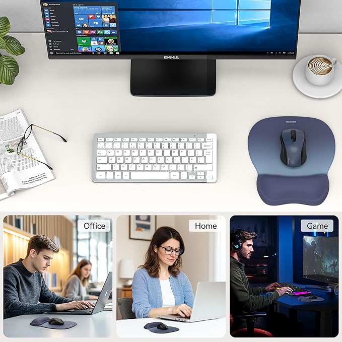 TECKNET Gel Mouse Pad with Wrist Rest, Ergonomic Office Mousepad with Wrist Support - Non-Slip & Smooth Surface Comfortable Desk Accessories Mat for Office, Gaming and Study - Gradient Color