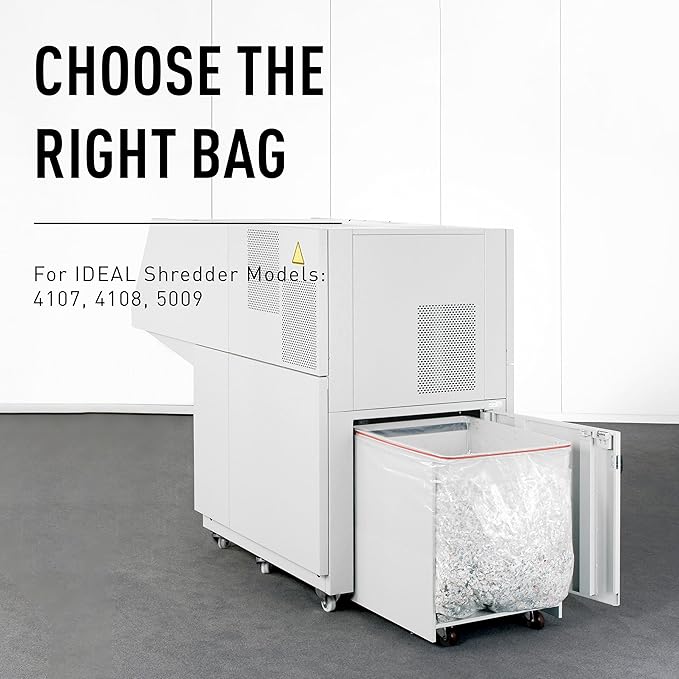 IDEAL AC0924H Shredder Bags – 40” x 58” Gusseted, 79-Gallon Capacity, Heavy-Duty Bags for IDEAL Shredder 5009 Model