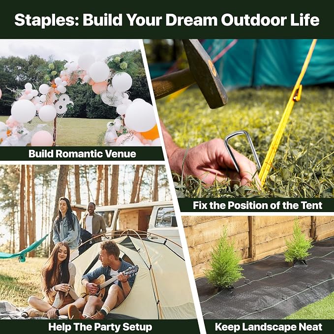 Landscape Staples, 500 Pack 4 Inch Heavy-Duty Garden Stakes | Sharp Ends, Secure Weed Barrier Fabric, Rust-Resistant Galvanized Steel, for Drip Irrigation, Lawn, Yard and Garden