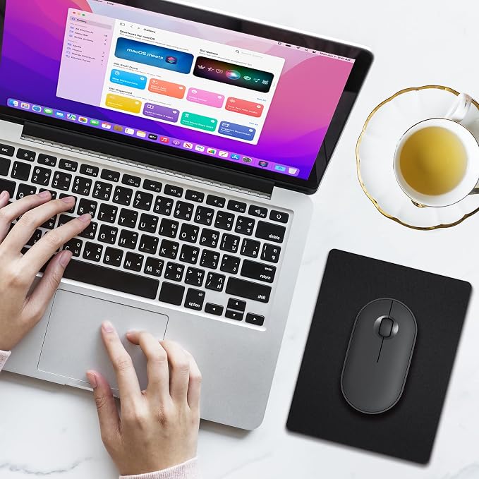 Black Small Mouse Pad, Portable Mini Mousepad for Wireless Mouse and Laptop | Tiny Mouse Mat with Non-slip Rubber Base & Waterproof Surface for Home Office - 5.5 x 7 Inches