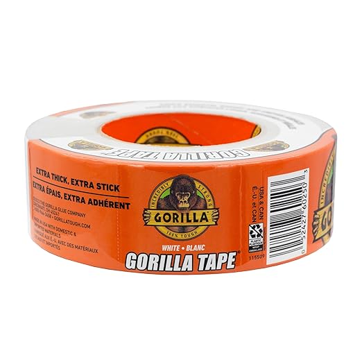Gorilla Tape, White Duct Tape, 1.88" x 30 yd, White | (Pack of 12)