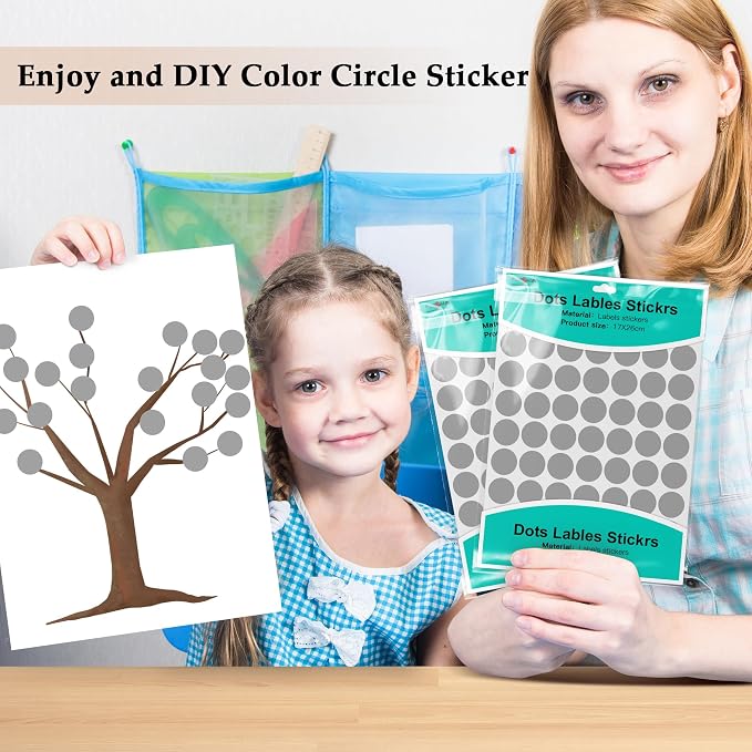 PARLAIM 3/4 Inch Coding Circle Sticker Labels,Pack of 1050 Round Color Code Dot Labels Stickers for Home Office Marking,Organizing(Grey)