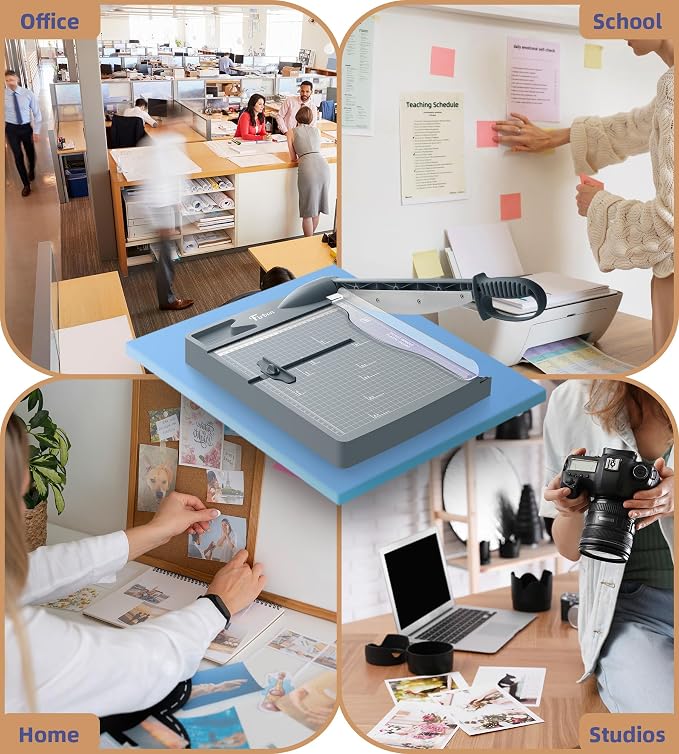 Firbon 12 Inch Guillotine Paper Cutter, Heavy-Duty Paper Trimmers, Gray | 30-Sheet Capacity | Inch &CM Scales | Paper, Cardstock & Photo Trimming | Scrapbooking Crafts | Office, Home & Studio Use