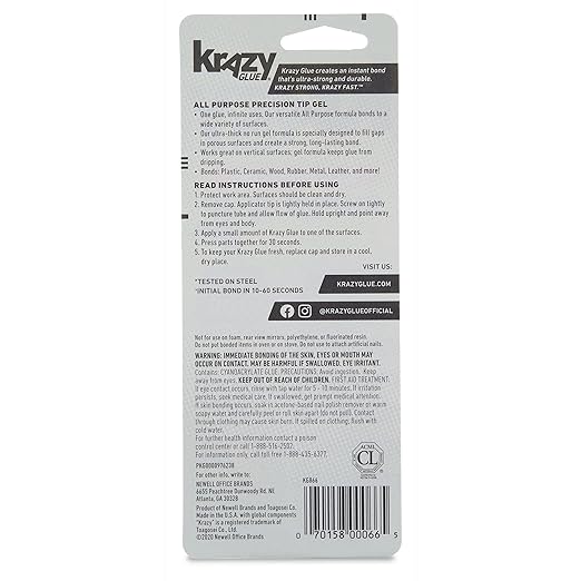 Krazy Glue All Purpose Super Glue Gel with Precision Tip, 2g Tube 6 Ct, Fast Drying No-Run Gel Formula for Household Repairs, School, Office Crafts & DIYs, Bonds Plastic, Wood, Metal, Ceramic & More