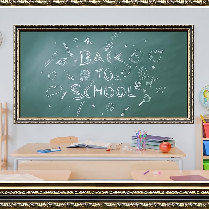 Outus 68FT Gold Frame Bulletin Board Border Die-Cut Straight Border Trim for Classroom Chalkboard, Picture Frames, Artworks, Walls, Mirrors & Office Decor, Classic Metallic Frame Molding(Ornate)