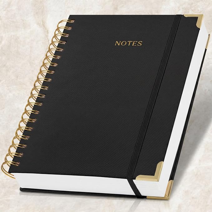 Aesthetic Thick Spiral Notebook Journal For Women in B5 Format - Stylish Linen Hardcover College Ruled Note Book w 300 Lined Pages - Cute Supplies For Bible Study & Staying Organized at Work or School