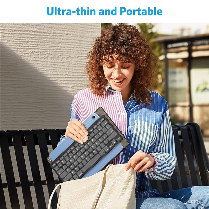 OMOTON Ultra-Slim Bluetooth Keyboard for iPad,iPad Pro/Air/Mini,iPhone | Stable Wireless iOS Keyboard with 12 Multimedia Keys, Portable for Office, Business, Travel, School, Graphite Black & Gray