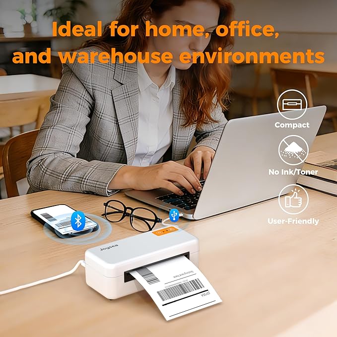 Joysea Bluetooth Shipping Label Printer, E41 Pro 4x6 Wireless Thermal Printer for Amazon, FedEx, USPS Labels, Compatible with iOS, Android, Windows Mac
