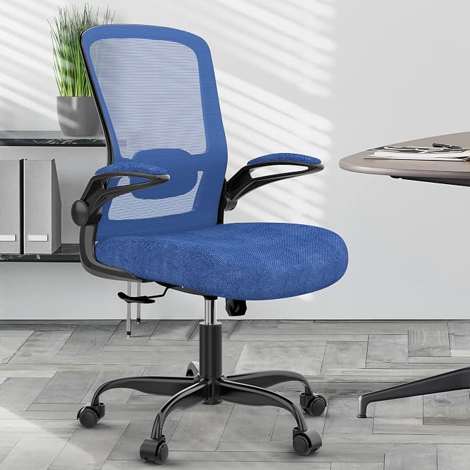 Ergonomic Office Chair w/Adjustable Lumbar, Flip Armrest, 135° Recline | Supports 300 lbs · Seat 19.48"–23.4" · Breathable mesh · 20–30 min assembly · 5-year warranty