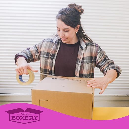 The Boxery 3" x 110 Yards Clear Packing Tape – 24 Roll Carton – Strong Industrial Grade Adhesive for Shipping, Moving & Packaging – Heavy Duty 2.2 Mil Box Sealing Tape