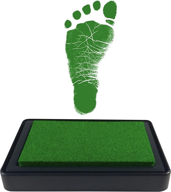 ReignDrop Ink Pad For Baby Footprint & Handprint - Creates Impressive Long Lasting Keepsake Stamp for Infant & Kids. Smudge Proof, Easy to Wipe Off Skin, Safe Gentle Acid Free(Green)