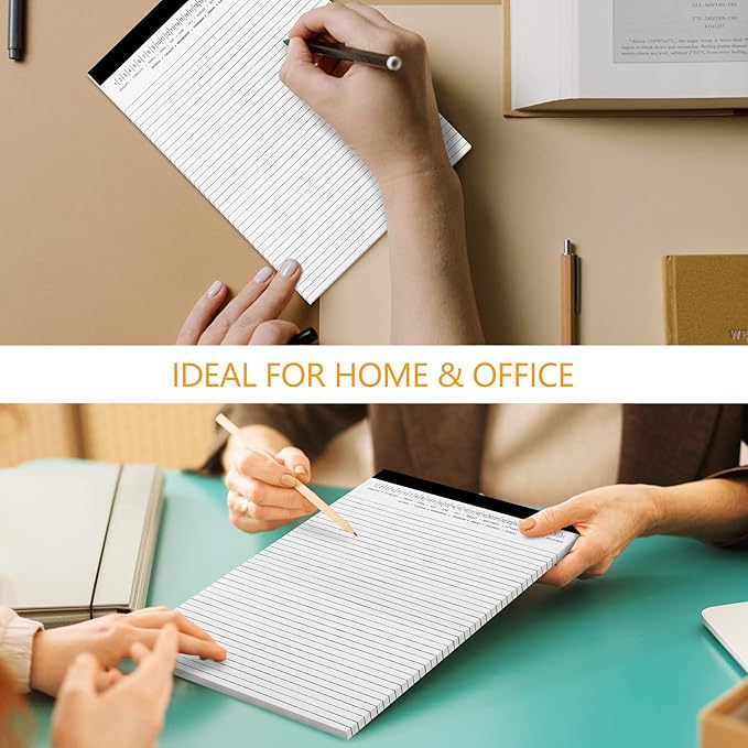 4 Pack Legal Pads 8.5" x 11" Note Pads with Date on Top, 50 Sheets Lined Paper Writing Pads, Narrow Ruled White Notepad Notebook for Office Business School College Supplies