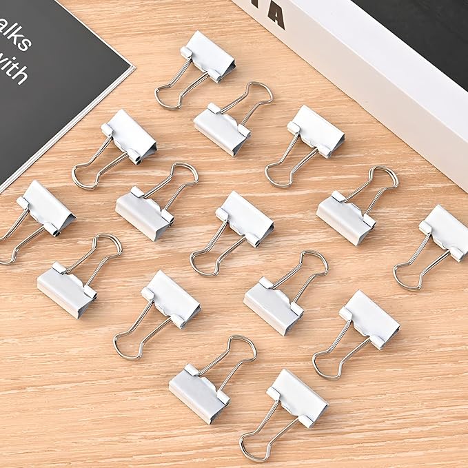 50 Pack Medium White Binder Clips 1 Inch (25 mm), Colored Paper Clamps, Middle Size Paper Clips for Office Home School Business 1"