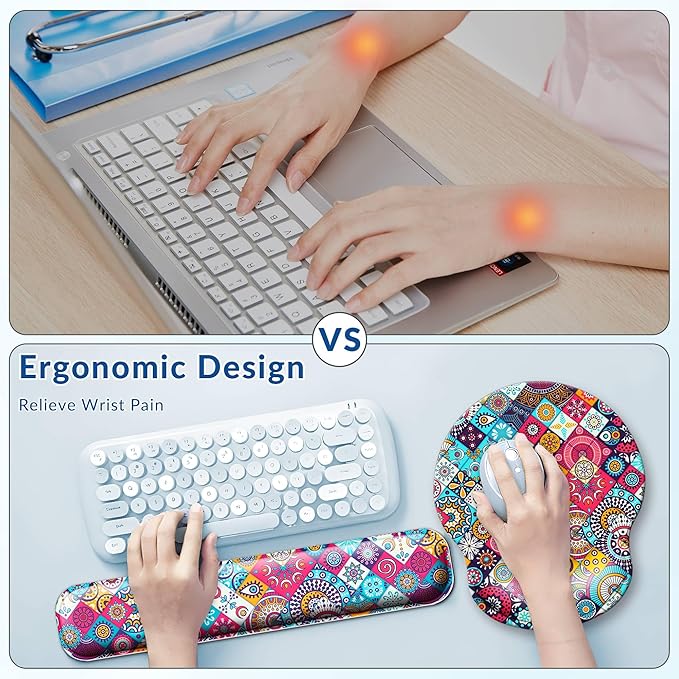 Desk Pad Keyboard Wrist Rest and Mouse Pad Coaster Set,Large XXL Desk Mat Matt Cover Ergonomic Mousepad with Memory Foam for Women Desktop Computer & Office -Mexican Style | Ergonomic,Pain Relief, 4-in-1 Large Big Mousepad Computer Mats,Desk Pad Matt M...