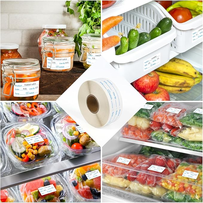 L LIKED 500 Stickers Use by 1 x 2 Inch Blue Dissolvable Food Storage Labels for Containers