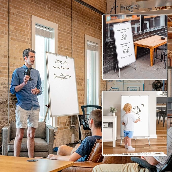 Maxtek Easel Whiteboard 40 x 28 in, Stand Tripod with Height Adjustable | Magnetic Dry Erase Surface, Flipchart Stand, Portable Tripod Easel for Office, Teaching, Home and Classroom
