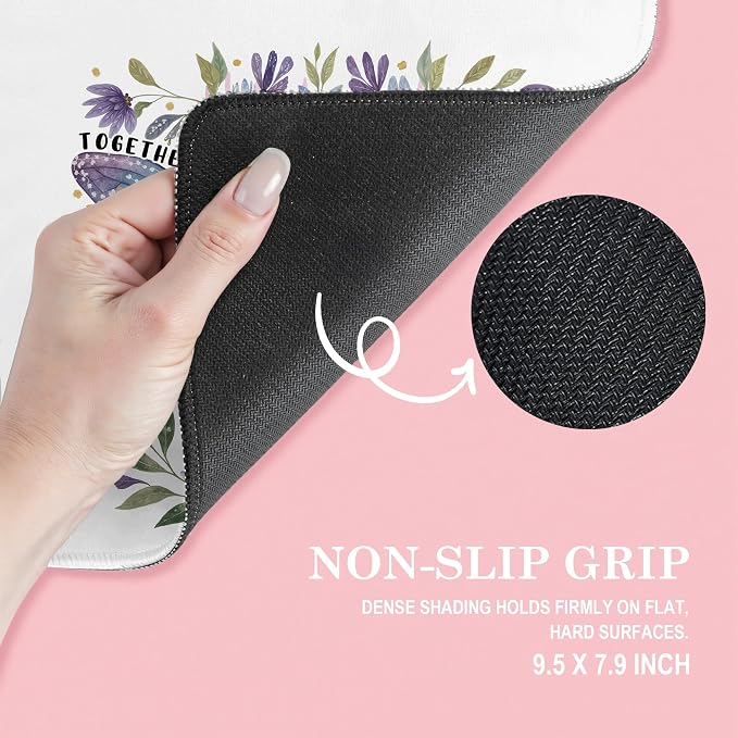 Floral Dragonfly Mouse Pad, Inspirational Together We Find Joy and Beauty Mouse Pads Mousepad for Desk Home Office Dorm Computers Laptop, Aesthetic Office Supplies Desk Accessories, 9.5x7.9 Inch