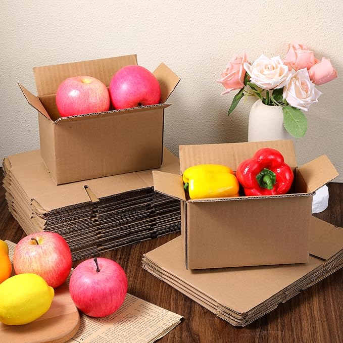 75 Pack Small Shipping Boxes Corrugated Cardboard Mailing Boxes Small Mailing Packing Box for Packing, Moving, Business, 6.9 x 4.5 x 3.7 inches