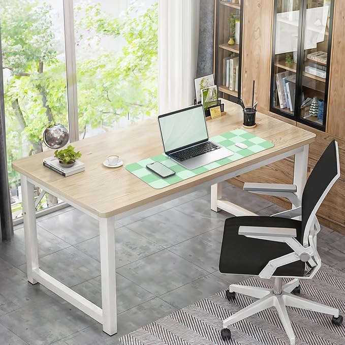 AFIING Sage Green Checkered Desk Mat 31.5" x 12", Waterproof Desk Pad | Non-Slip Rubber Base, Easy Clean Surface, Desk Protection, Office & Home